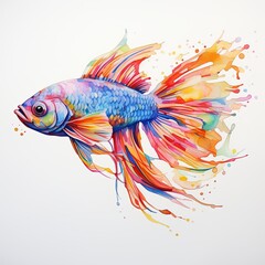 Fototapeta premium Blue fish isolated on white background