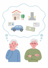 家庭の悩みを抱えている高齢男女