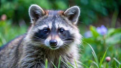 A detailed 4K UHD shot showcasing a raccoon experiencing the joys of summer.