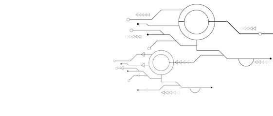 Vectors White Abstract geometric dots and lines connection circuit concept. Global communication technology background design