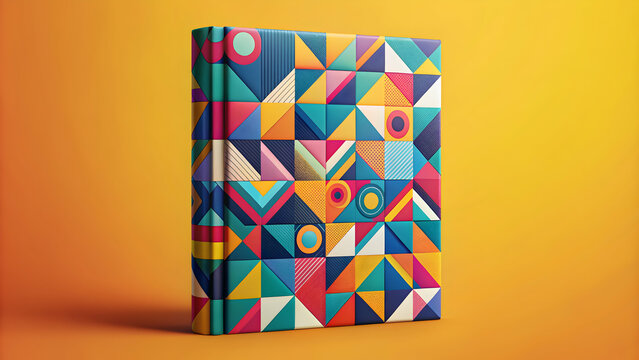 A vibrant and eye-catching book cover featuring abstract geometric shapes and bold colors, book cover, design, abstract