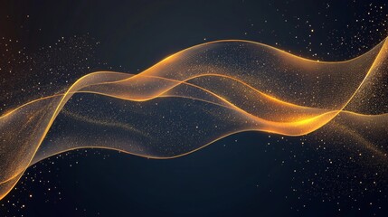 Golden Waves with Sparkles on Dark Background