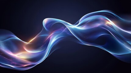 Colorful Abstract Flowing Waves on Dark Background
