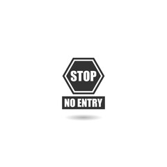 Stop no entry sign with shadow