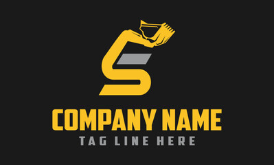  Letter S Bulldozer Arm Logo Design  © Shenju