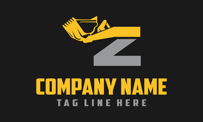  Letter Z Bulldozer Arm Logo Design 
