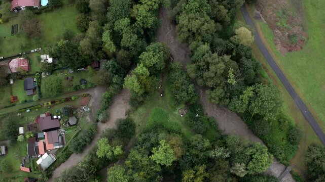 Drone shot of confluence of two rivers strong current