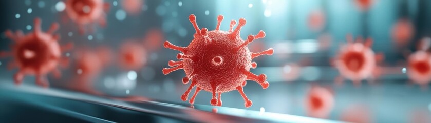 Fototapeta premium Neon-colored germs crawling over a stainless steel sink under harsh lighting, capturing the unseen dangers of poor sanitation, germs, hygiene warning