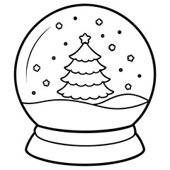 Christmas snow globe outline coloring book page line art drawing