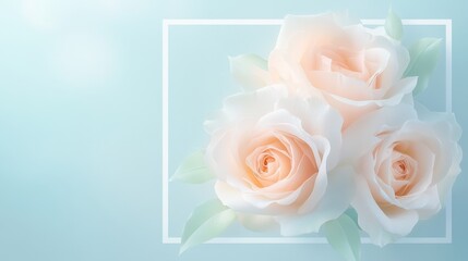 A white rose bouquet with a blue background