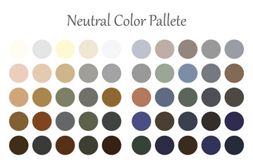 Set of Neutral Color Palette. Color swatch for fashion, home, interiors, design. Colour chart idea.