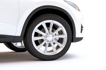 Aluminum rimmed car tire, sleek design, transparent backdrop, vehicle concept