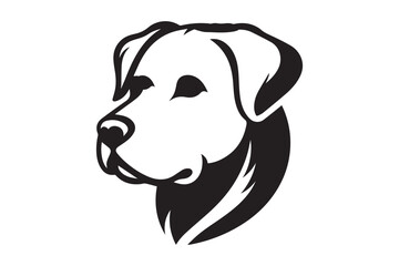 Dog head silhouette.vector line art illustration.