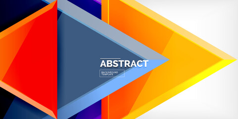 Abstract background - colorful triangles with 3d effect. Vector Illustration For Wallpaper, Banner, Background, Card, Book Illustration, landing page