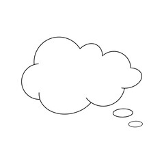 A bubble for speech, a cloud. Contour, linear, graphic, vector illustration of a dialog box. Decorative beautiful blank element for design with text, messages, correspondence, information