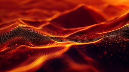 Futuristic Digital Landscape Illustration with Abstract Waveforms in Warm Tones
