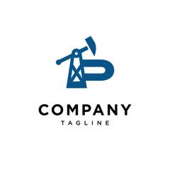 Letter P Oil and Gas logo icon vector