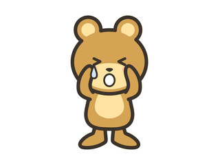 悲しくて泣いているかわいいくまさんのイラスト