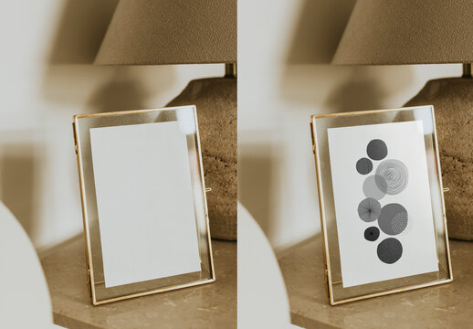 Interior Brass Photo Frame Mockup