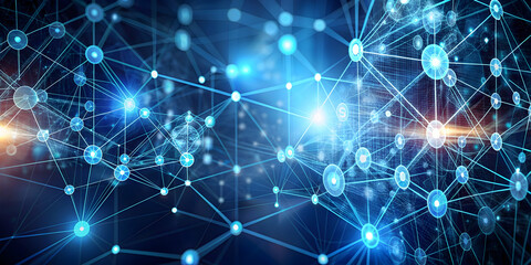 Fototapeta premium Technology background showcasing blockchain technology with digital nodes and connections, blockchain, digital