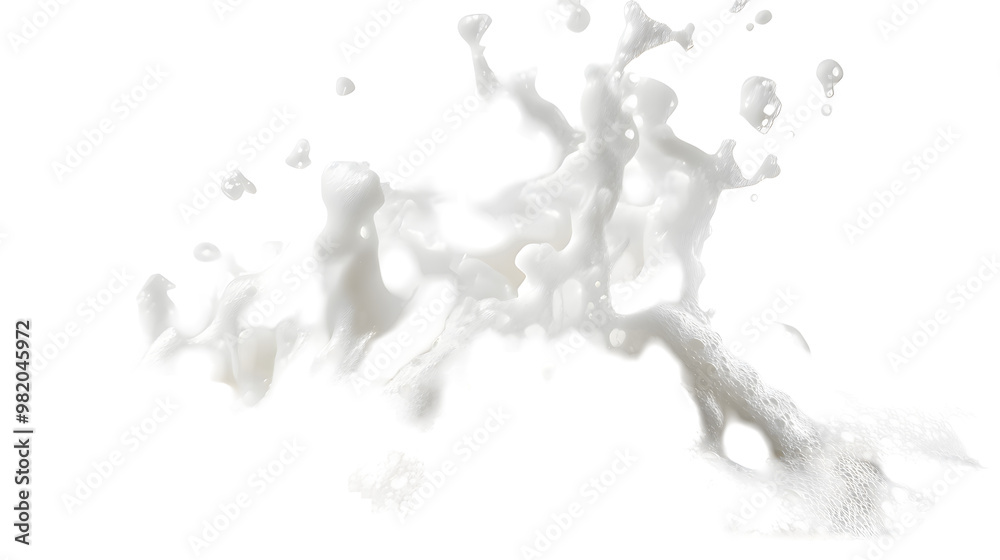 Poster Splashing White Water:Dynamic Abstract Liquid Motion and Texture. Captivating flow and bubbles creating a mesmerizing,powerful,and refreshing visual effect.