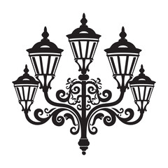Isolated vintage lamppost, Vintage Garden Lamp Silhouette street light vector illustration