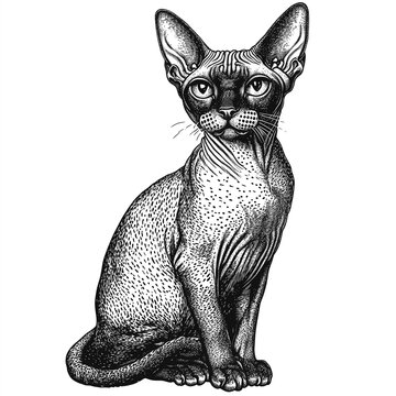 recommend clip art: Detailed Illustration of a Sphynx Cat Sitting Gracefully. Generative AI