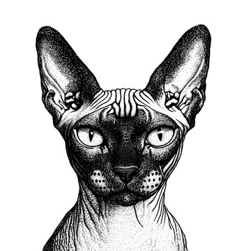 recommend clip art: Unique Sphynx Cat Illustration Featuring Striking. Generated AI