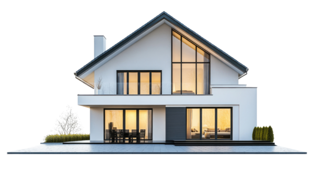 Modern house on a white transparent background