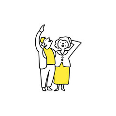 illustration of a couple looking at something