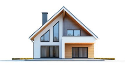 Modern house on a white transparent background
