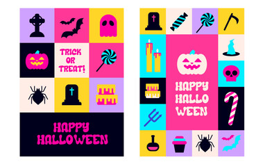 Set of halloween postcards