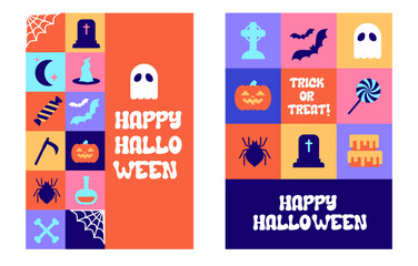 Set of halloween postcards