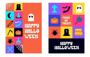 Set of halloween postcards