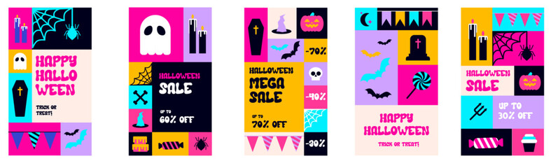 Set of halloween instagram stories