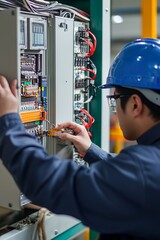 An Industrial Electronics Workshop Shows Technicians Assembling And Testing Control Panels. They Work With Various