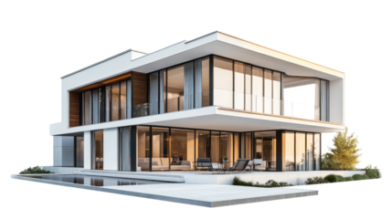 Modern house on a white transparent background