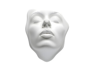White statue face made of gypsum isolated on transparent background