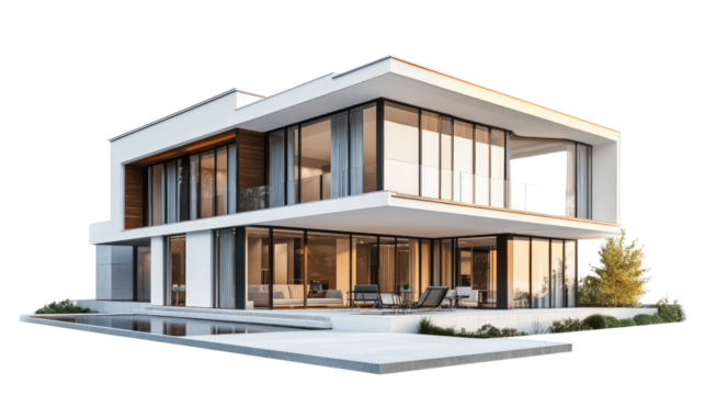 Modern house on a white transparent background