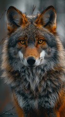 Fototapeta premium Majestic Wolf with Intense Gaze