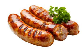 Bavarian sausage isolated on transparent background