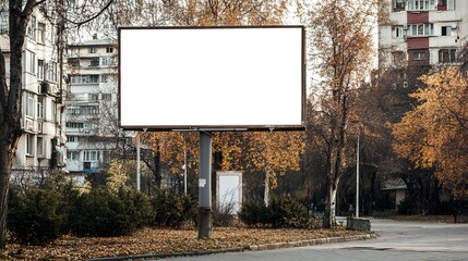 A white blank billboard in an urban area, ready for customized content.