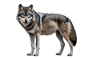 Wolf looking at camera on transparent background