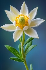 Obraz premium Edelweiss bloom on an isolated soft grey background