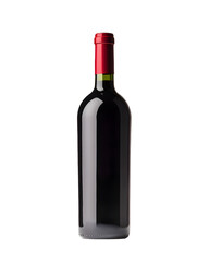 Red wine bottle mock up isolated on transparent background
