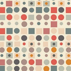 A flat design with a grid of evenly spaced circles and squares in a repeating pattern, using muted colors to create a minimalist aesthetic. 8k UHD, suitable for high-quality printing or digital 