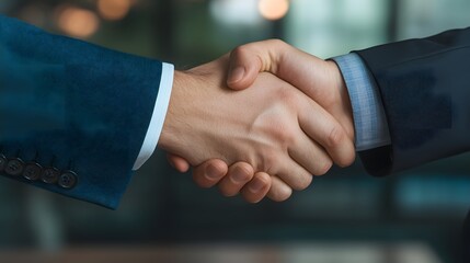 Two men shaking hands in a business setting