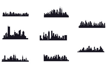 Naklejka premium City Building Silhouette SET