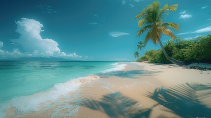 Scenic Tropical Beach with Palm Trees