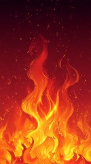 Dynamic Flames Dancing Against a Dark Backdrop Create an Intense and Vivid Fiery Display